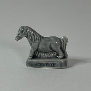 Wade England Miniature Horse Pony Figurine Gray Red Rose Tea Whimsie Collectible